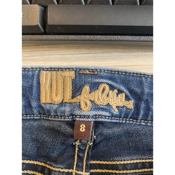 Kut from the Kloth Women's High Rise Skinny Jeans Distressed Raw Hem Blue Size 8 - Picture 3 of 5